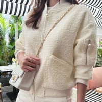 pearl fastener tweed blouson　NK1288