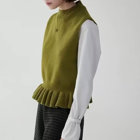 high neck peplum knit vest　NK2069