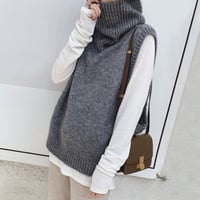 Loose Fit Turtleneck Knit Vest /2color　NK1693