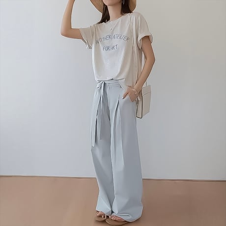 belted tuck wide pants /3color　NK2232