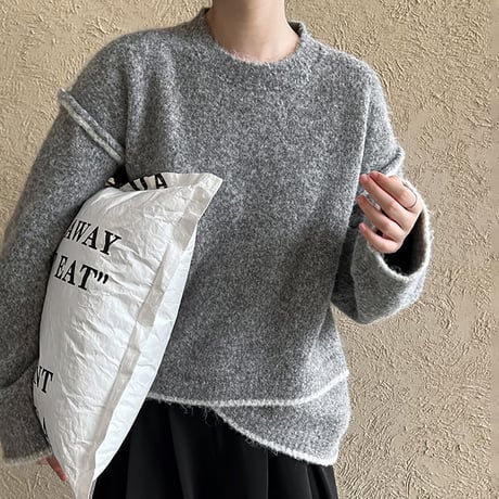 drop shoulder piping knit /4color　NK1696