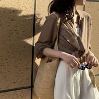 sheer collar long sleeve shirt /4color　NK1803