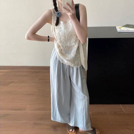 flower embroidery lace camisole /2color　NK1817