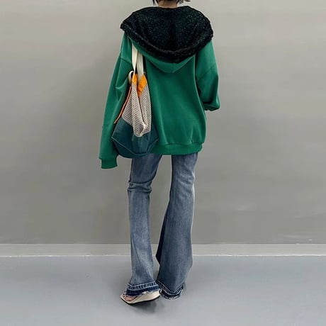 elegant comfort lace hoodie /2color　NK1718