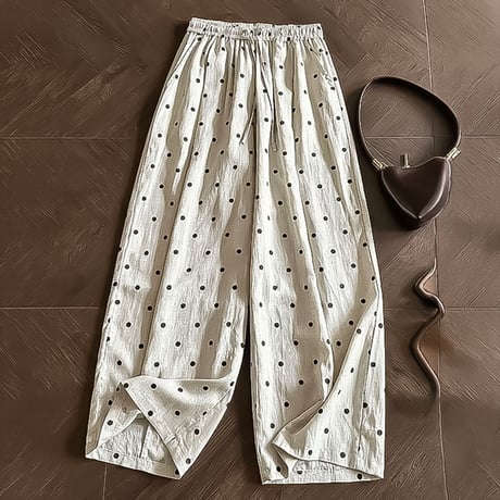 linen tencel dot wide pants　NK2204