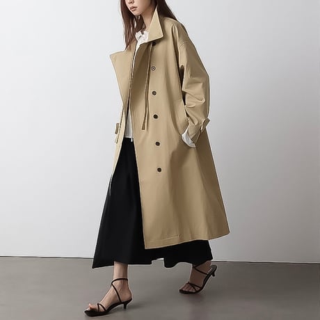relaxed stand collar long coat /3color　NK2189
