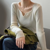 key neck long sleeve rib knit /5color　NK1525