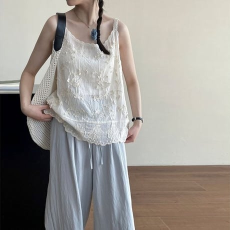 flower embroidery lace camisole /2color　NK1817