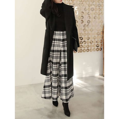 high waist wide check pants　NK1368