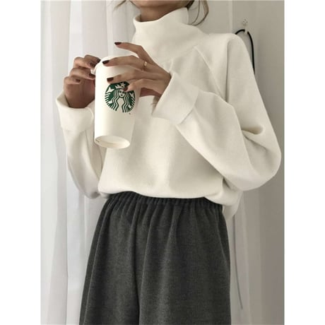 high neck rib knit /2color　NK1309