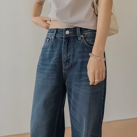 back damage wide denim /2color　NK2209