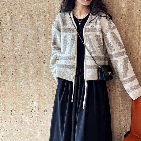 v neck buttonless knit cardigan /2color　NK1512