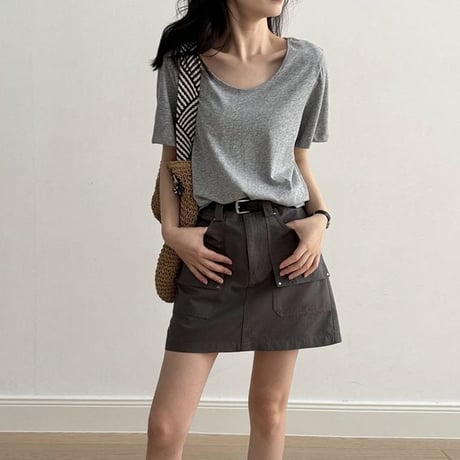 slub cotton u-neck t-shirt /7color　NK1804