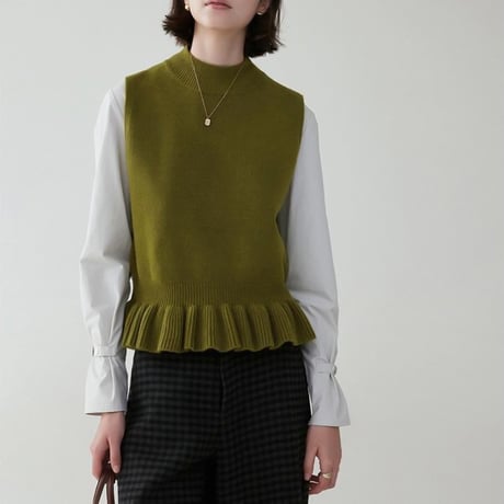 high neck peplum knit vest　NK2069