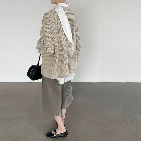 chunky knit vneck cardigan /3color　NK2191
