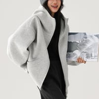 oversized high neck zip hoodie /2color　NK1965