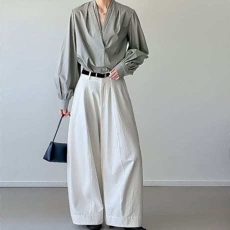 curved wide cocoon pants /2color　NK2194