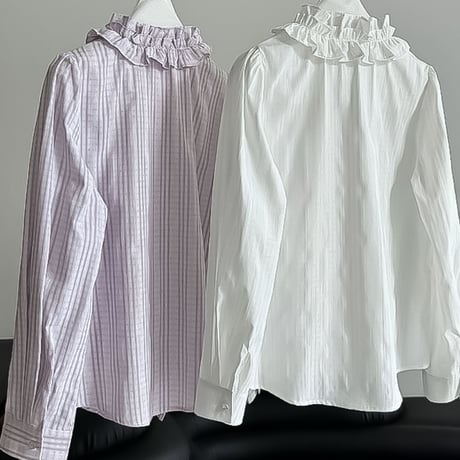 ruffle sleeve cotton blouse /2color　NK2288