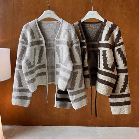 v neck buttonless knit cardigan /2color　NK1512