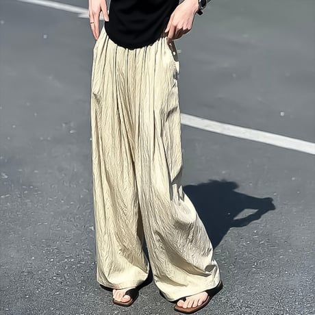 relaxed airy gather wide pants /3color　NK2213