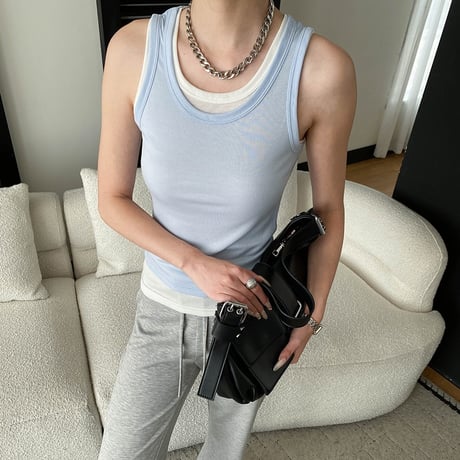 layered rib tight tanktop /5color　NK2236