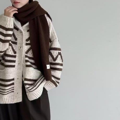 geometric hooded knit cardigan /3color　NK2087