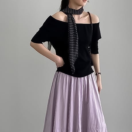 balloon silhouette long skirt /4color　NK2248
