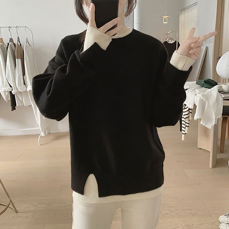 layered knit tops /4color NK1588 | HiLo＆HiLo