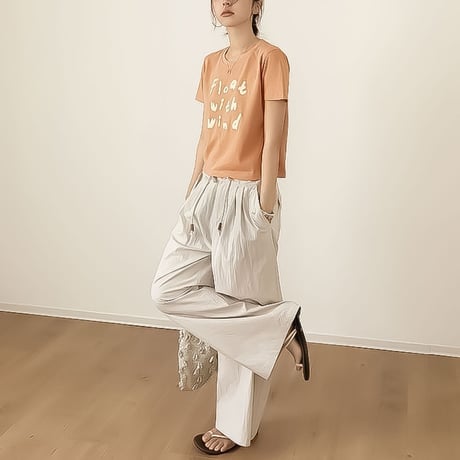 drawstring wide pants /4color　NK2365