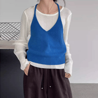 halter neck knit vest set /4color　NK1953