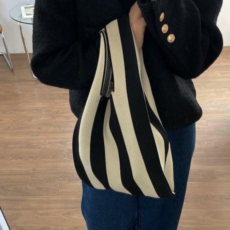 stripe square hand bag /2color　NK1598
