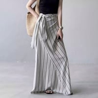 stripe wrap design maxi skirt /2color　NK1832