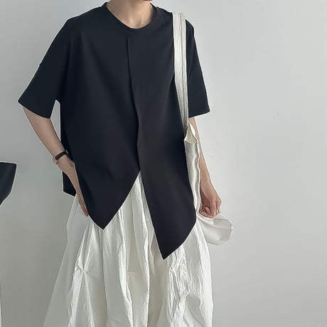 asymmetry slit box t-shirt /2color　NK2295
