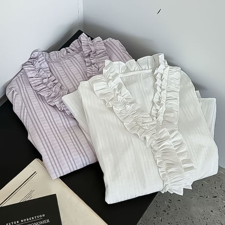 ruffle sleeve cotton blouse /2color　NK2288
