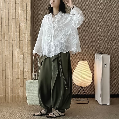 embroidery lace relaxed shirt　NK2239
