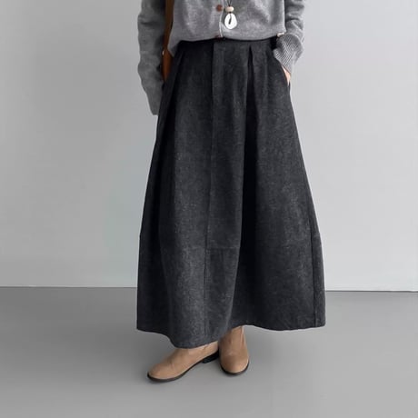 wool blend tuck long skirt　NK2086