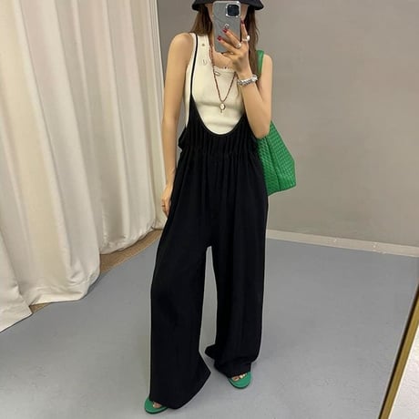 gather camisole wide all-in-one /2color　NK1824