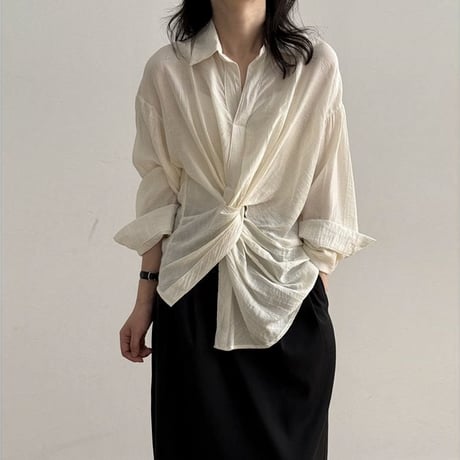 waist twist long sleeve shirt /2color　NK1806