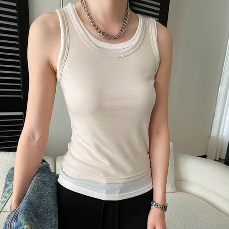 layered rib tight tanktop /5color　NK2236