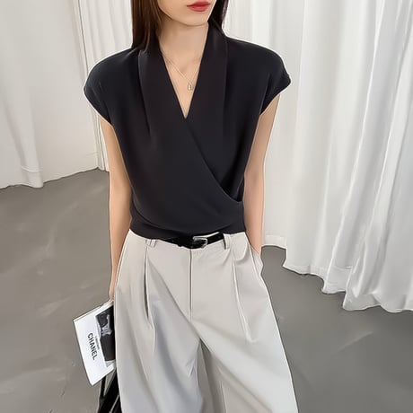cross-neck knit pullover /4color　NK2319