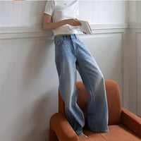 back damage wide denim /2color　NK2209
