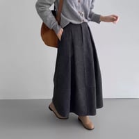 wool blend tuck long skirt　NK2086
