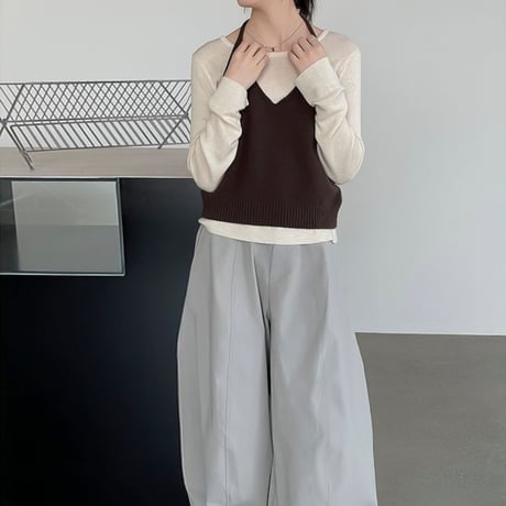 halter neck knit vest set /4color　NK1953