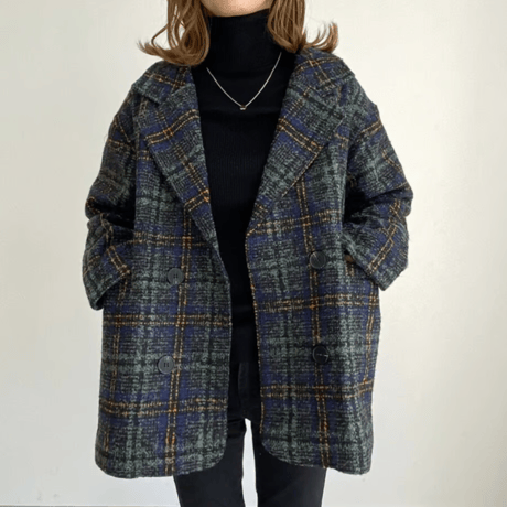 tweed plaid middle coat /2color　NK1706