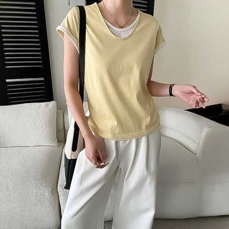 back slit cotton vest /5color　NK2208