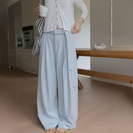 belted tuck wide pants /3color　NK2232