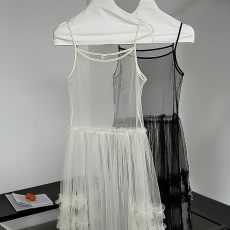 asymmetry sheer camisole onepiece　NK2291