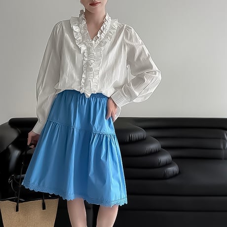 ruffle sleeve cotton blouse /2color　NK2288