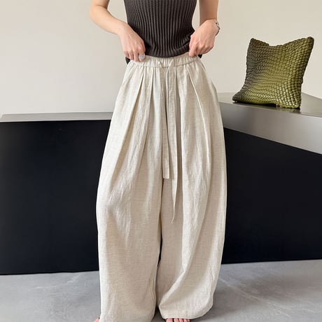 relaxed wide linen pants /2color　NK2224