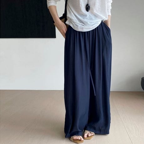 drape flowy easy pants /4color　NK1831